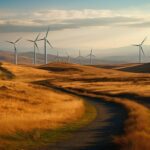 A wind turbine on a scenic site