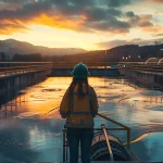 Illustration of a net positive wastewater treatment plant