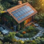 Solar energy. a house with solar panels